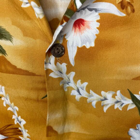 Local Paradise Floral Hawaiian Shirt Mens Size XL Yellow Button Up Vacation - Picture 6 of 7